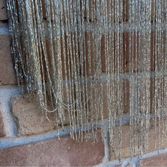 Nasty Gal Women's Front Closure Long Tassel Beaded Cape Silver Size 10 - Picture 3 of 7